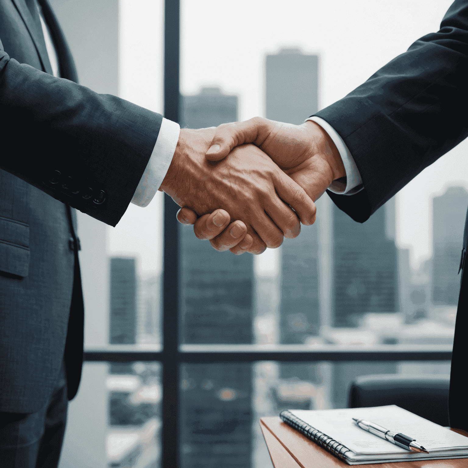 A handshake between two business people